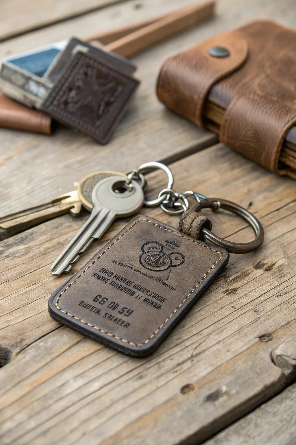 An engraved keychain as a daily reminder of your bond.