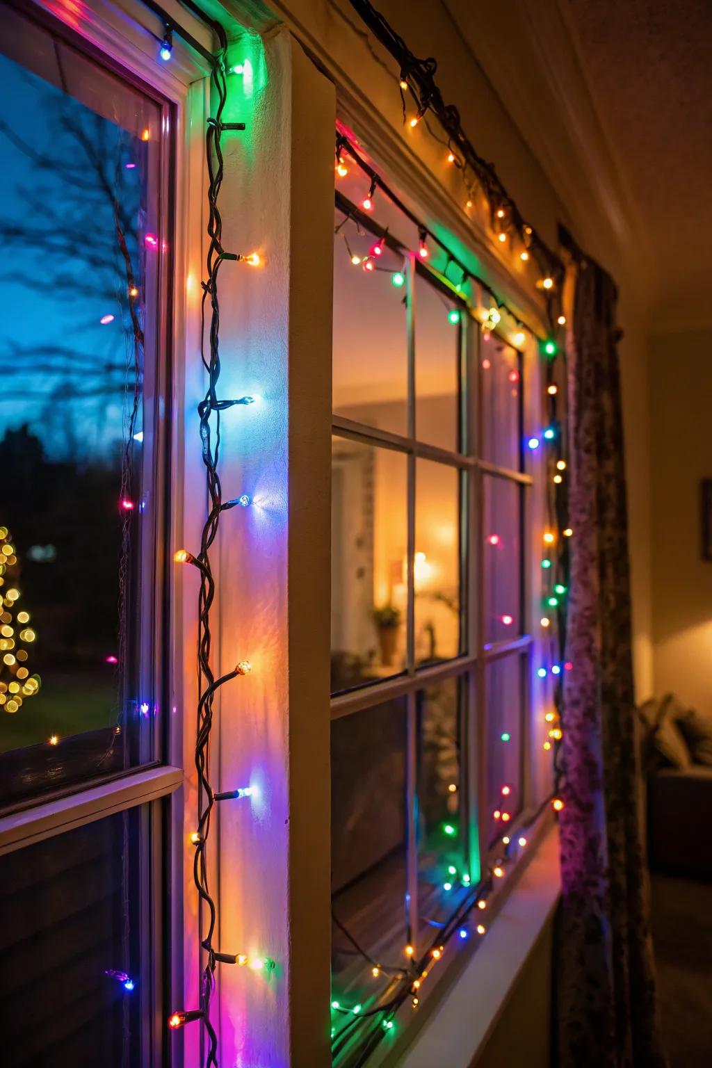 Colorful LEDs bring a festive atmosphere to your Halloween window.