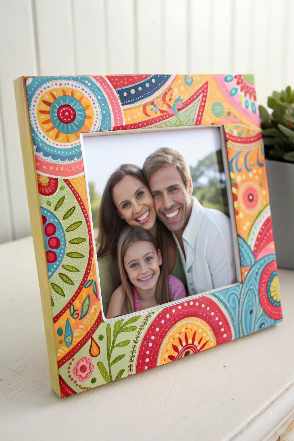 A whimsical picture frame that adds character and charm to any photo.