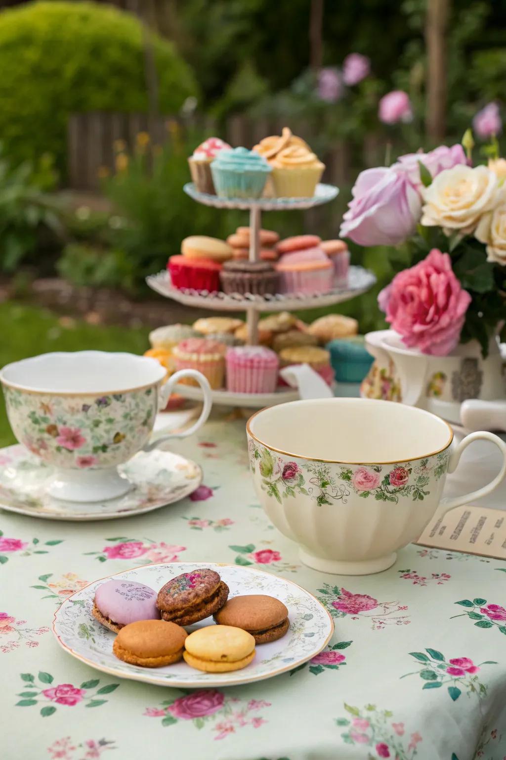 A Mad Hatter tea party offers charm and whimsy.