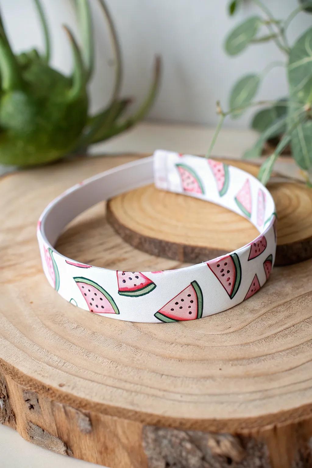 Add a touch of summer elegance with this handcrafted watermelon slice headband!