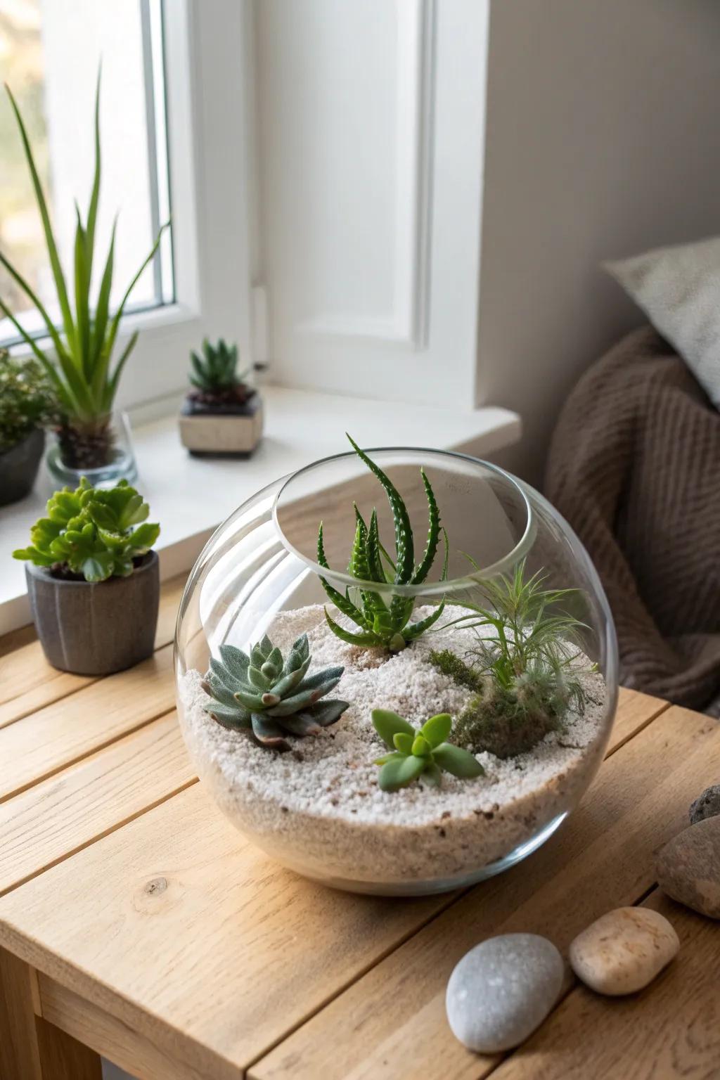 Bring nature indoors with a touch of minimalism: Craft your own DIY terrarium.
