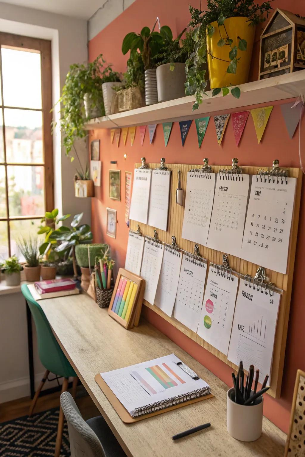 Add an industrial touch with a clipboard calendar.