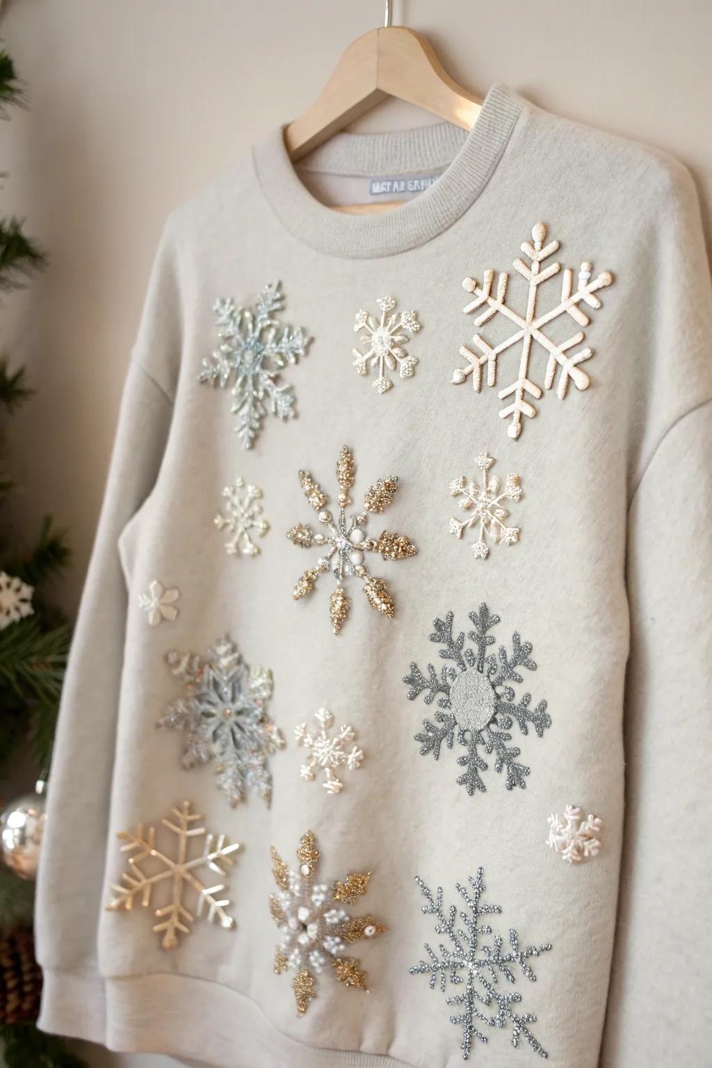 Embrace the magic of winter with a handcrafted touch: A dreamy snowflake sweater perfect for festive flair!