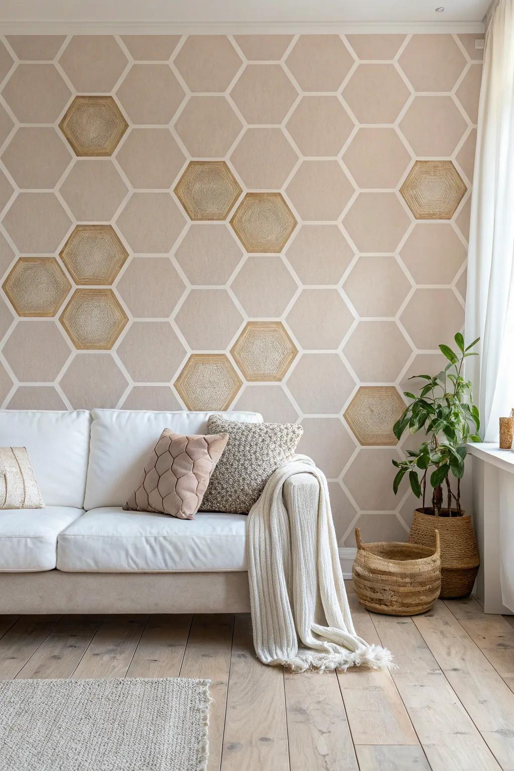 Elevate your space with the subtle elegance of honeycomb wallpaper, blending simplicity with natural beauty.