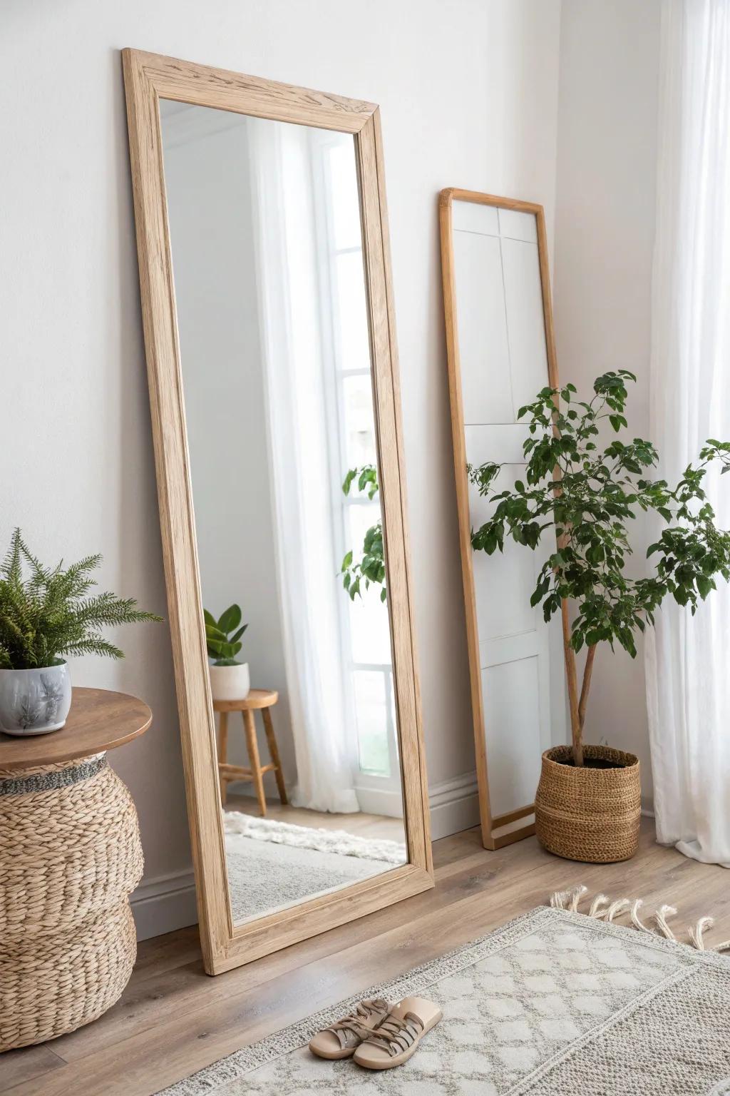 Transform your space with the elegance of minimalist mirror panels, blending light and beauty effortlessly.