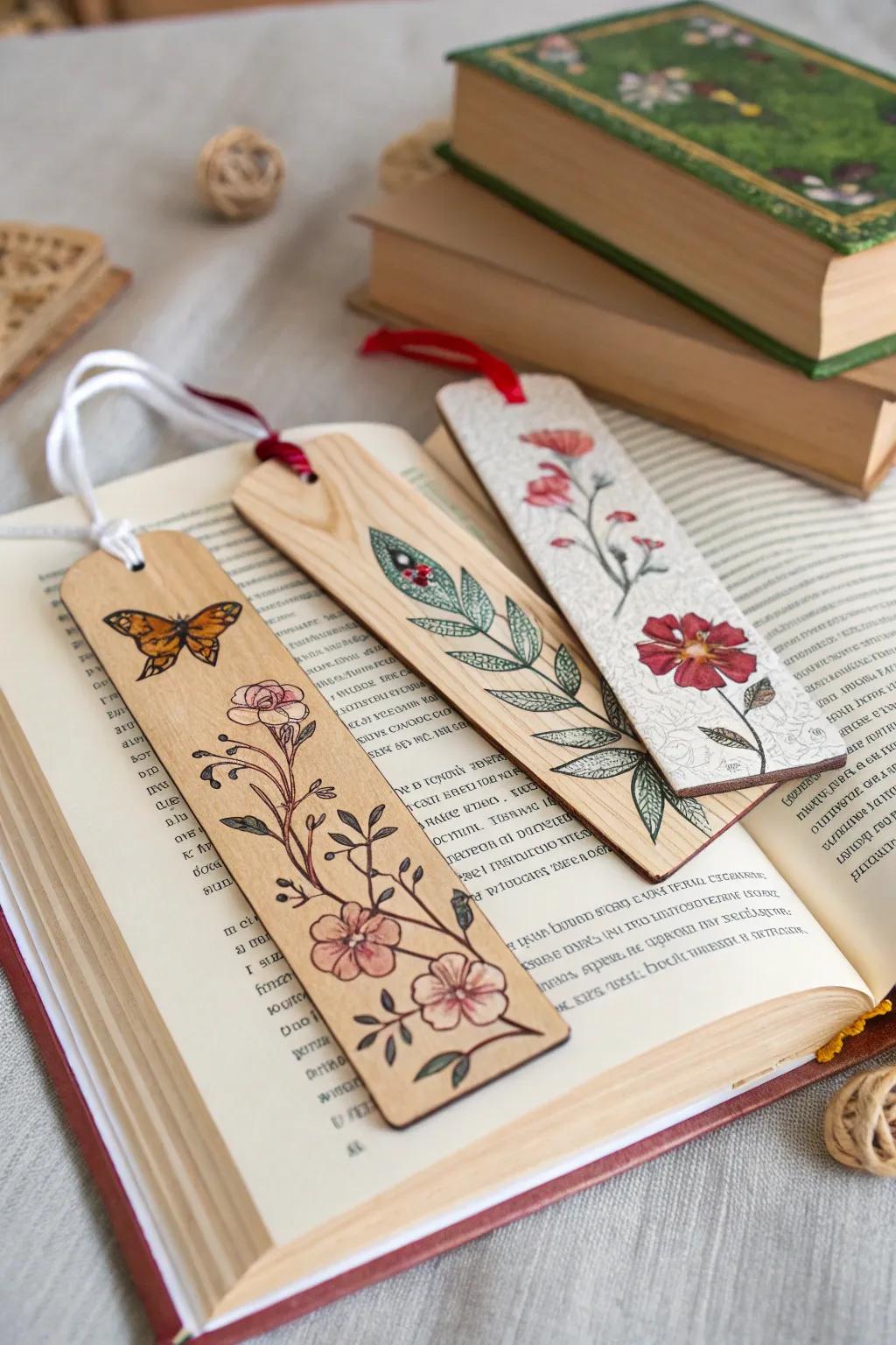 Give the gift of reading with personalized wooden bookmarks.