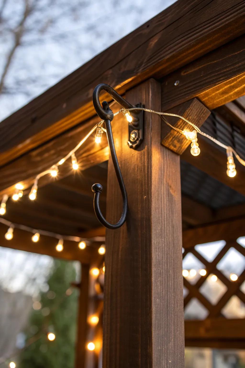 Effortless elegance: Illuminate your space with adhesive-backed hooks for hassle-free lighting solutions.