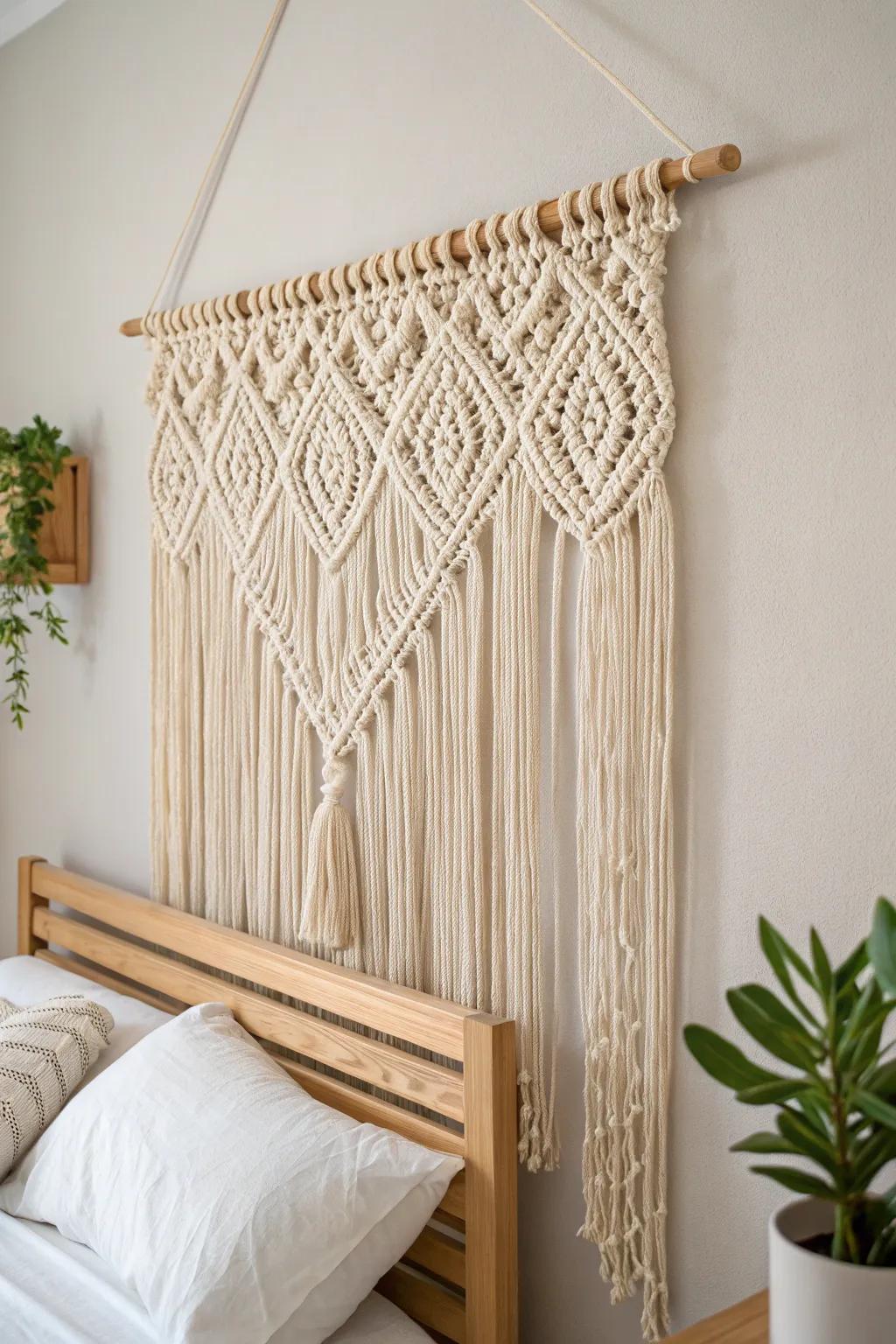 Elevate your bedroom with the art of macramé—simplicity and elegance in every knot.