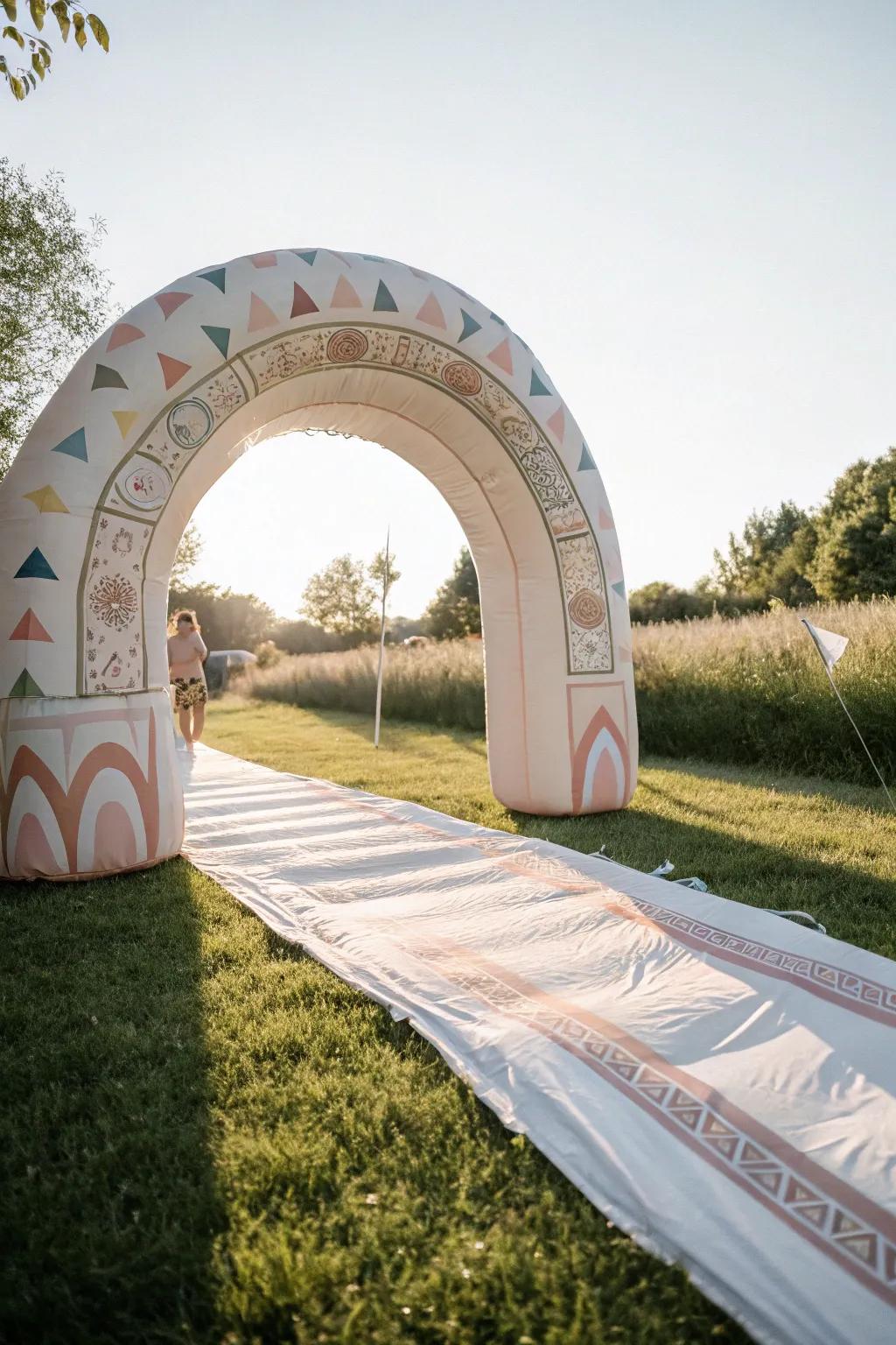 Slide into fun with our charming Scandinavian-style inflatable arch!