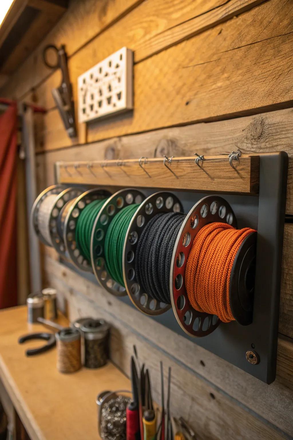 Elevate your workspace with stylish paracord organization.