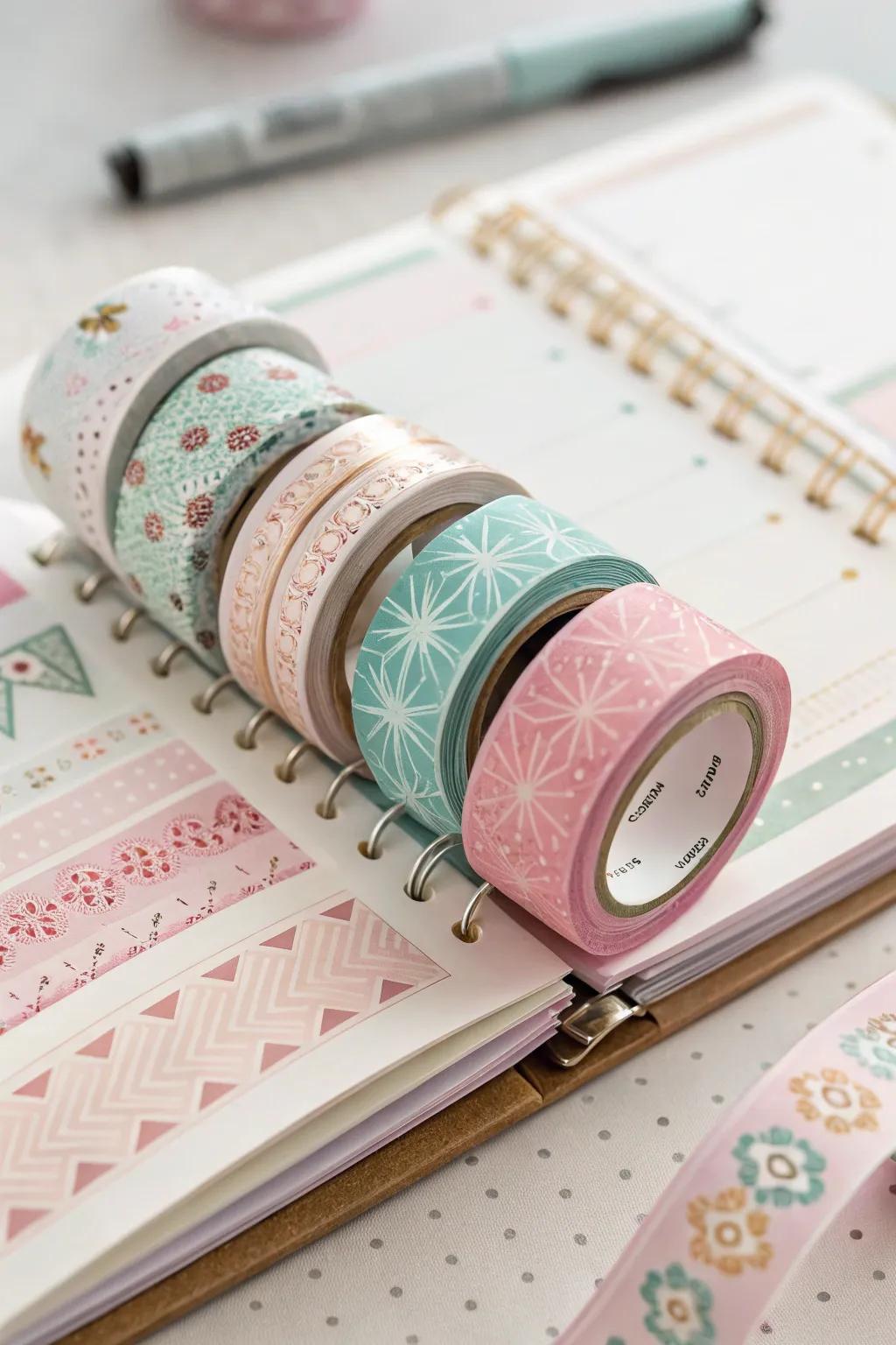 Layer your creativity: Add depth to your planner with washi tape magic.