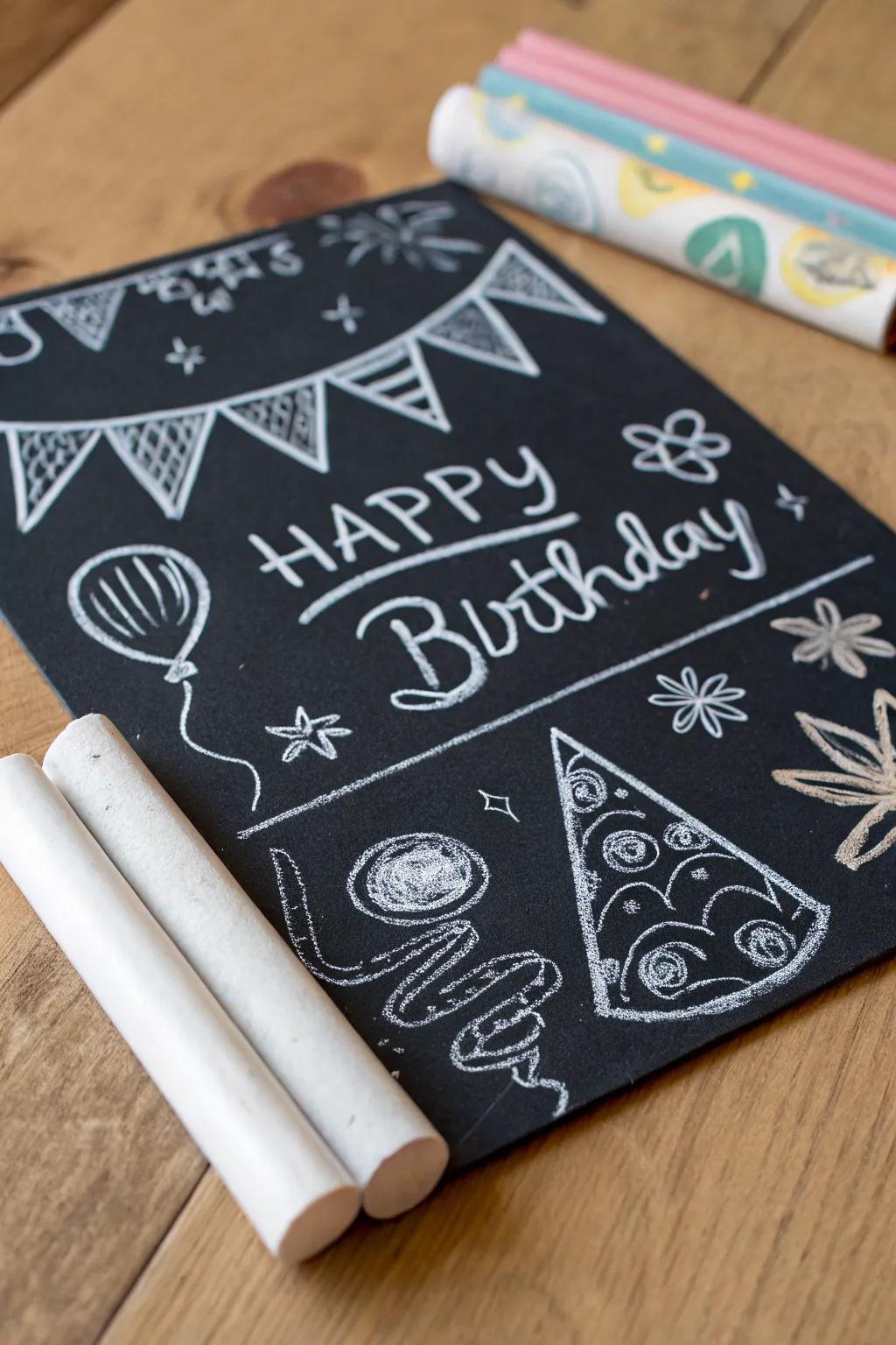 A trendy chalkboard style birthday card.