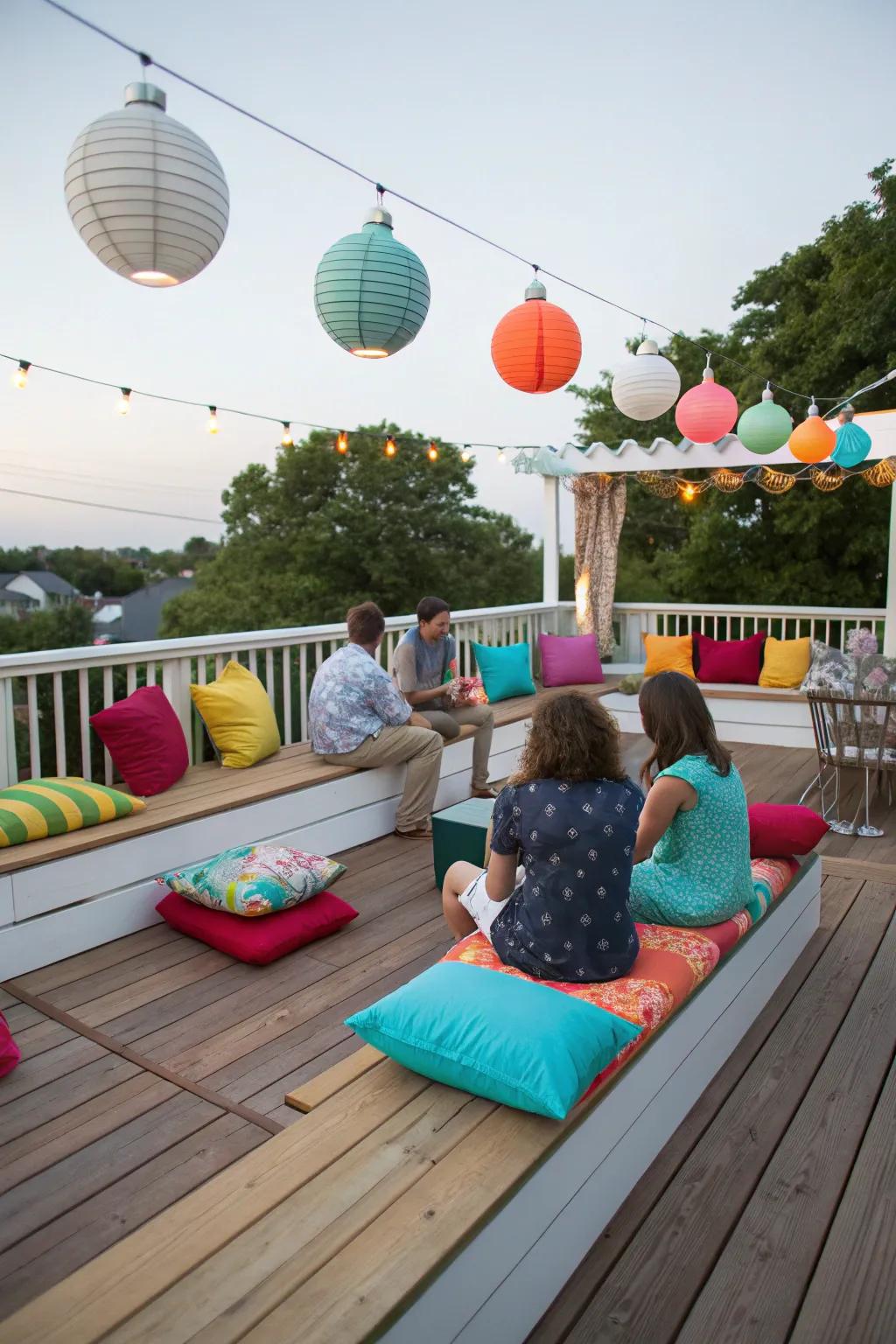 Built-in benches provide the perfect seating for social events.