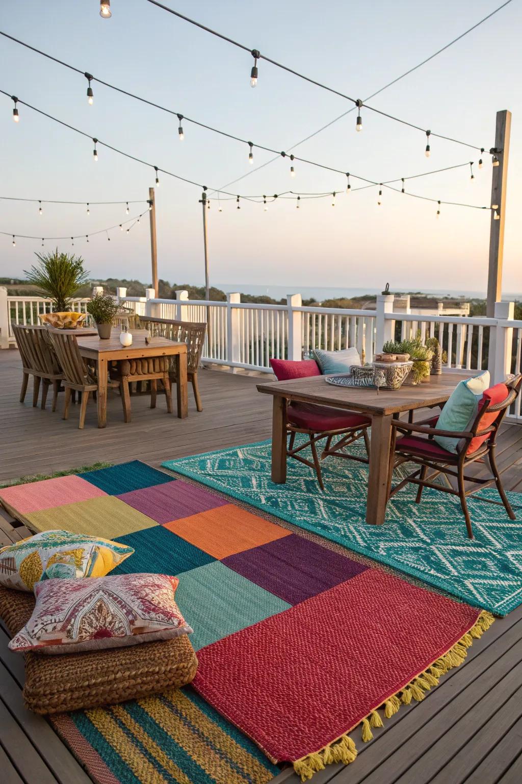 Area rugs define spaces and add style to your deck.