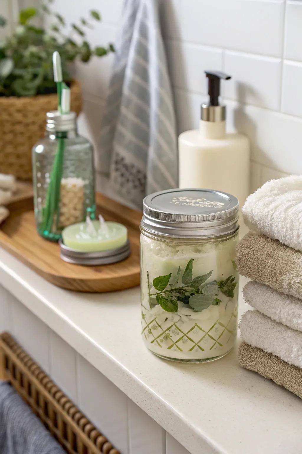 Keep your bathroom fresh with a DIY air freshener jar.