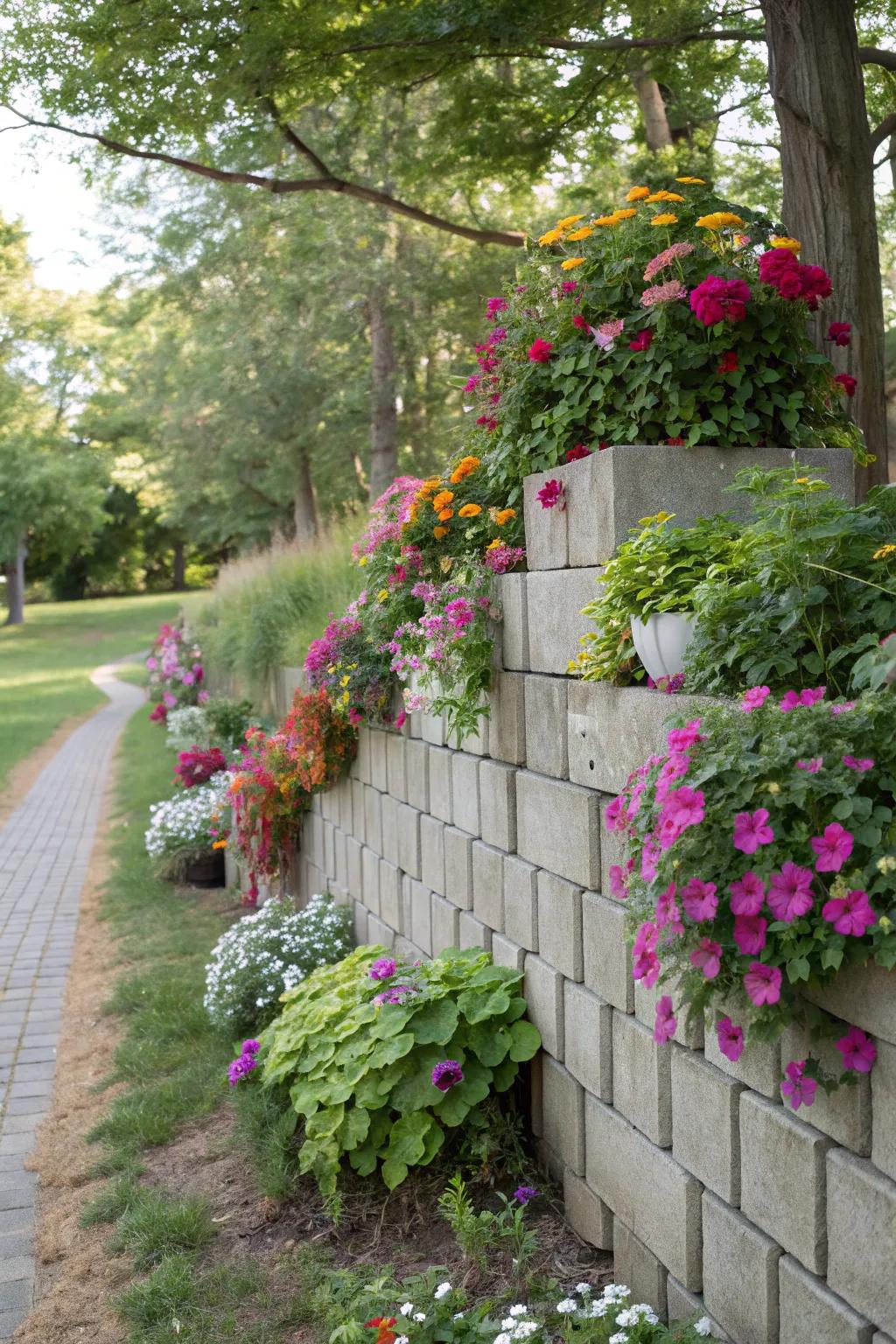 Build a living masterpiece with a cinder block plant wall.