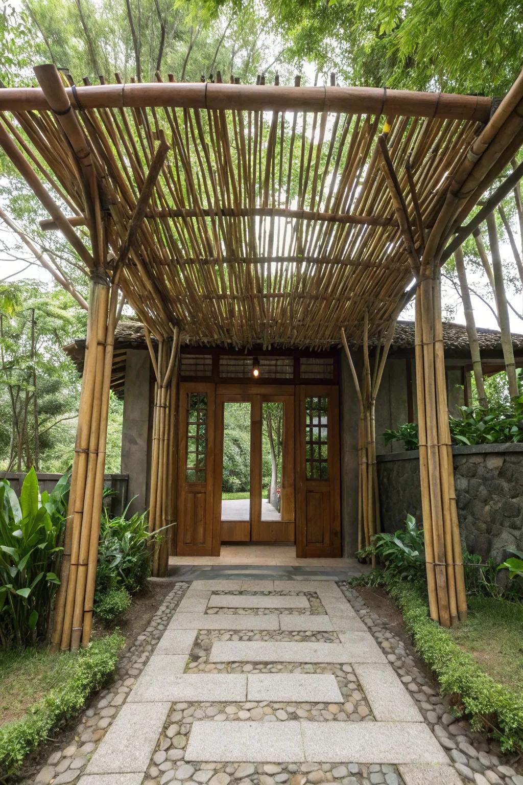 Bamboo shelters offer an eco-friendly and stylish rain cover solution.