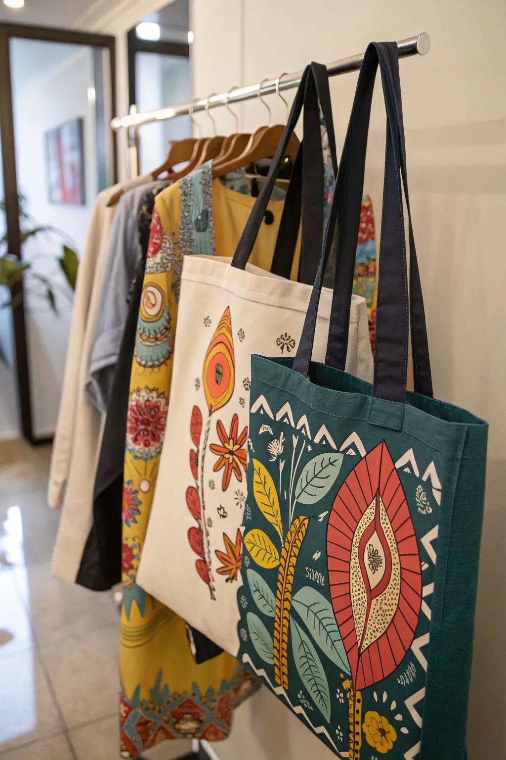 Stylish and personalized tote bags for everyday use.