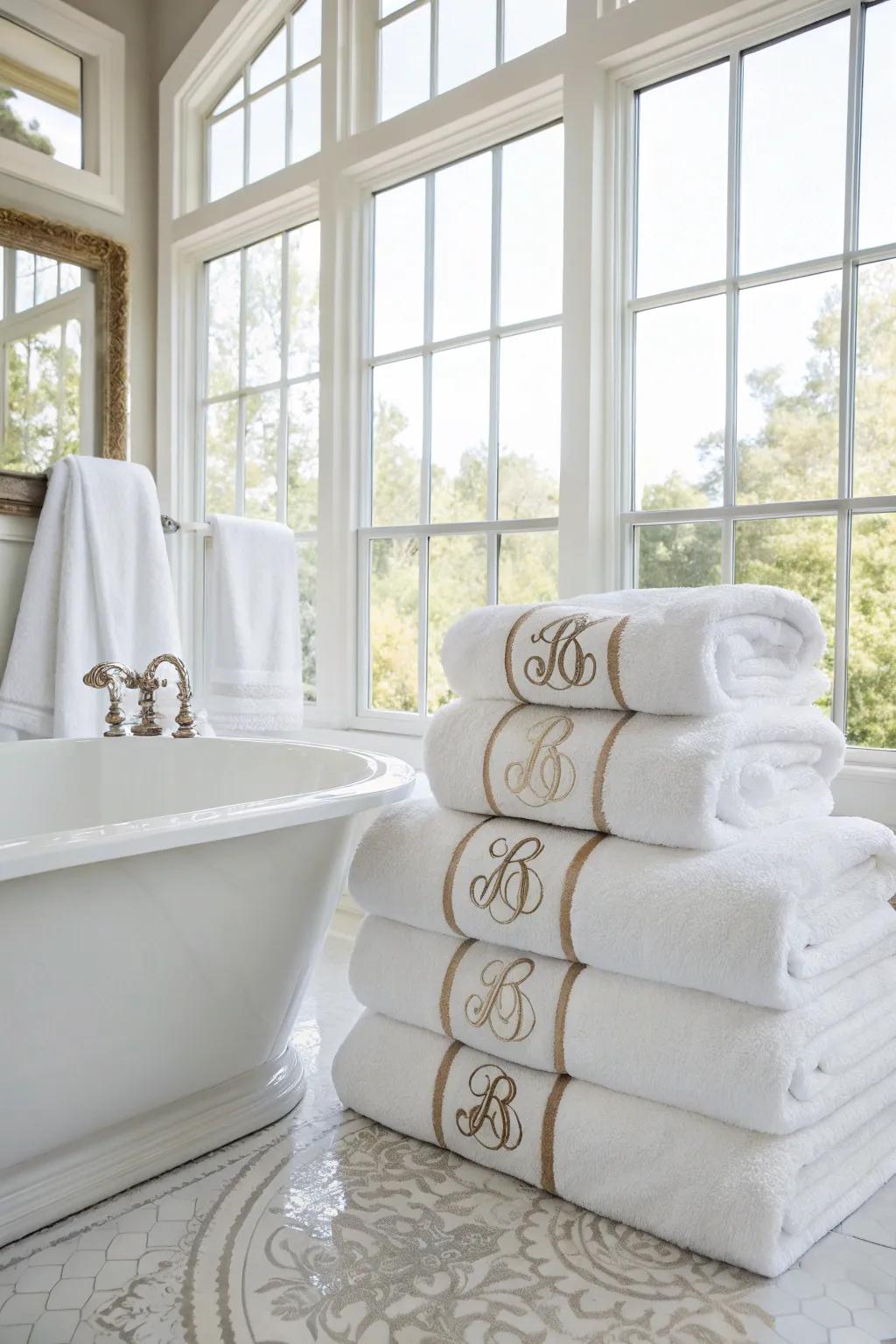 Add a touch of luxury with monogrammed towels.