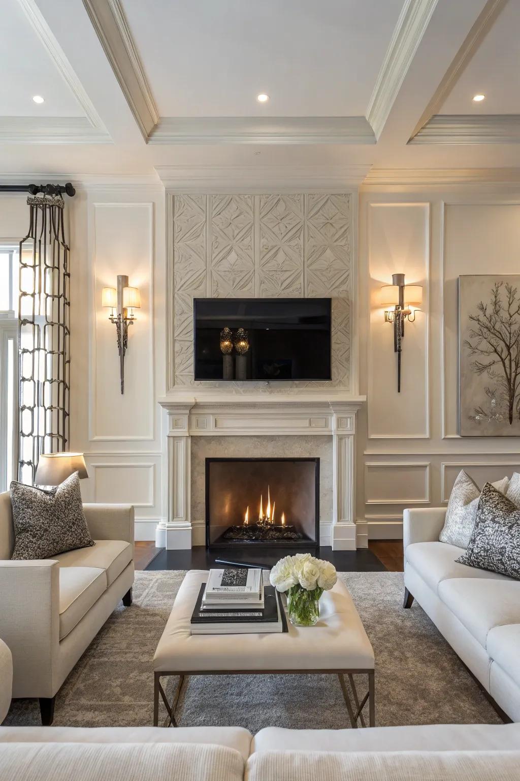 Contemporary sconces add a stylish modern touch.