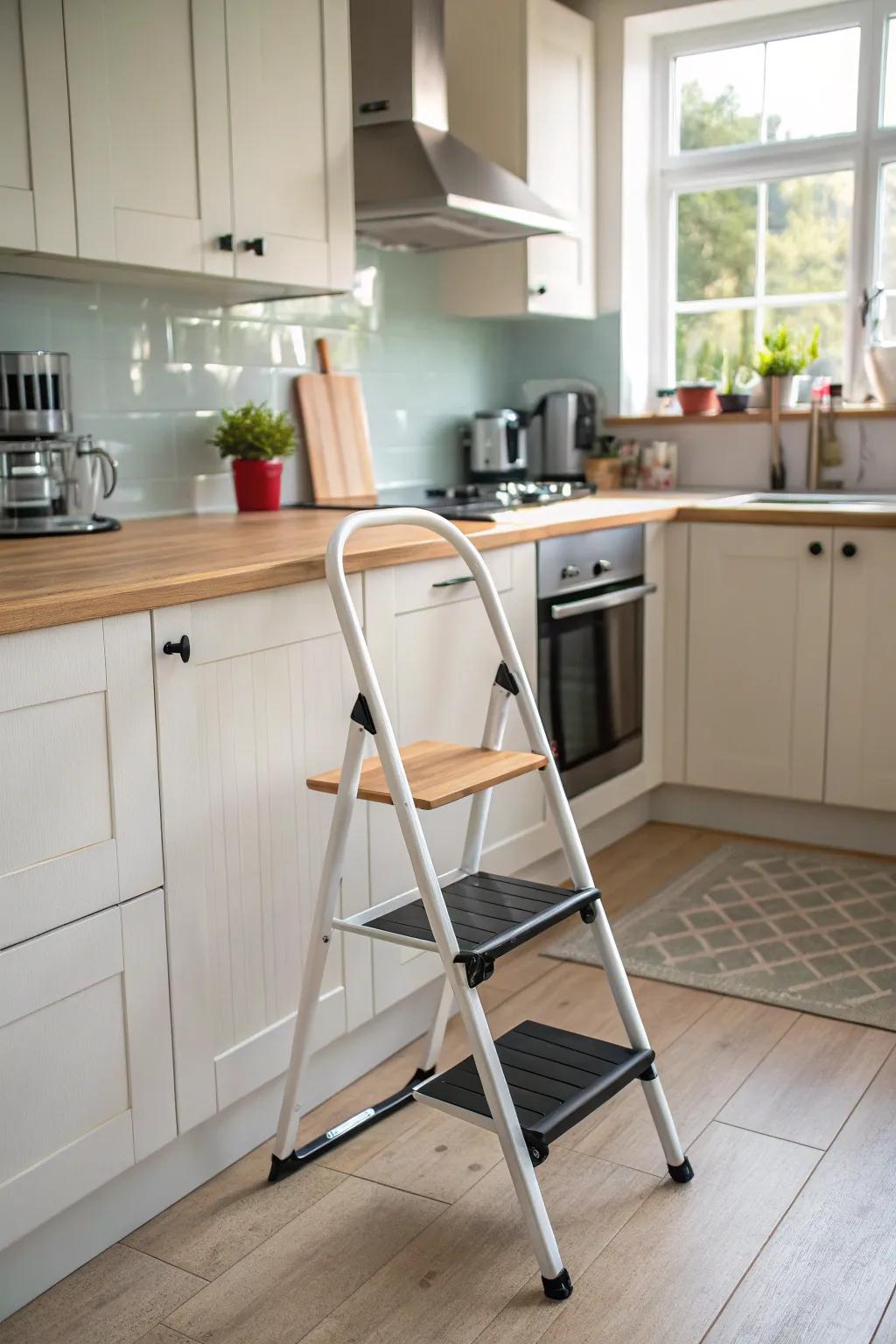 A discreet foldable step stool for those hard-to-reach places.