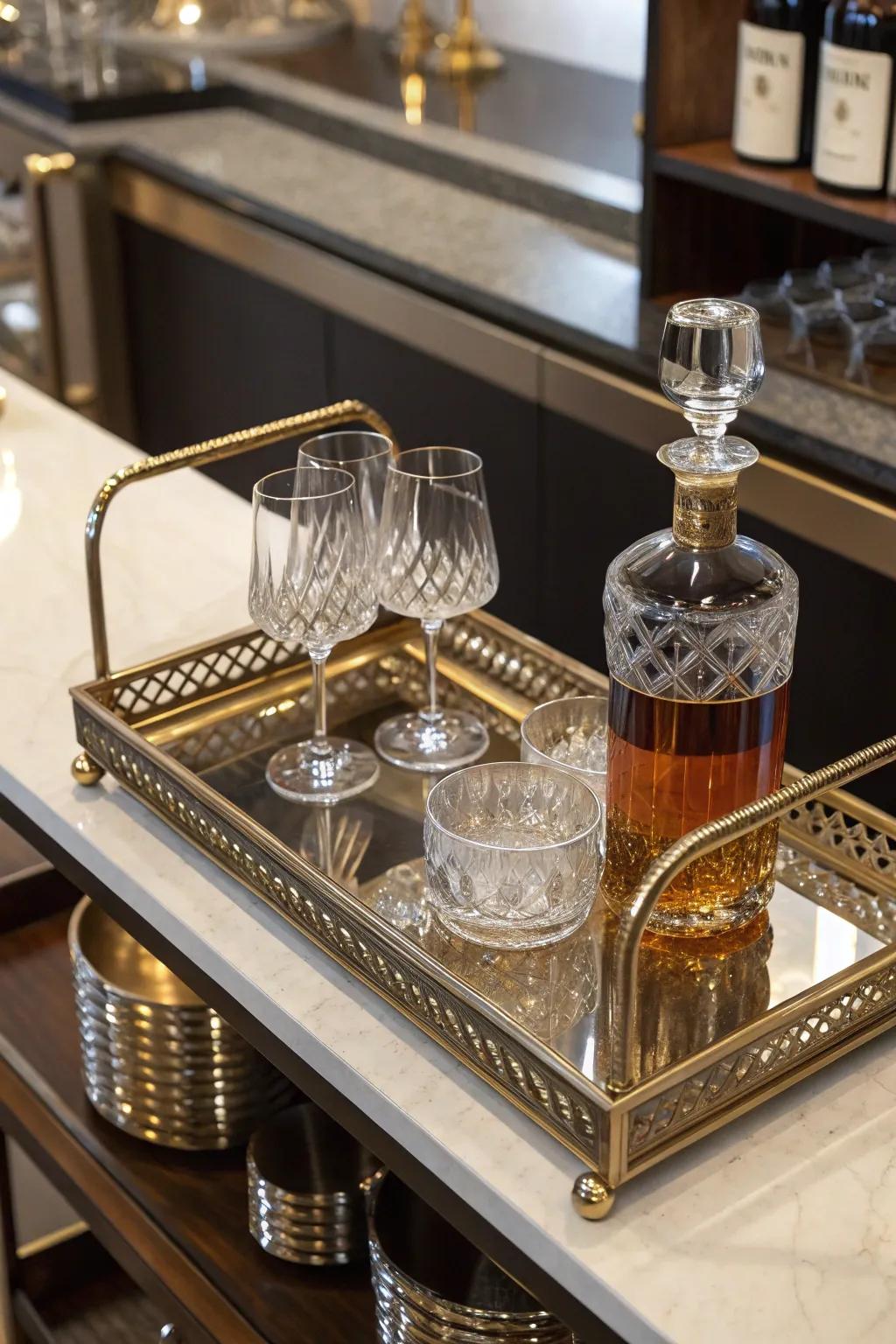 An elegant serving tray adding a touch of luxury to home entertaining.