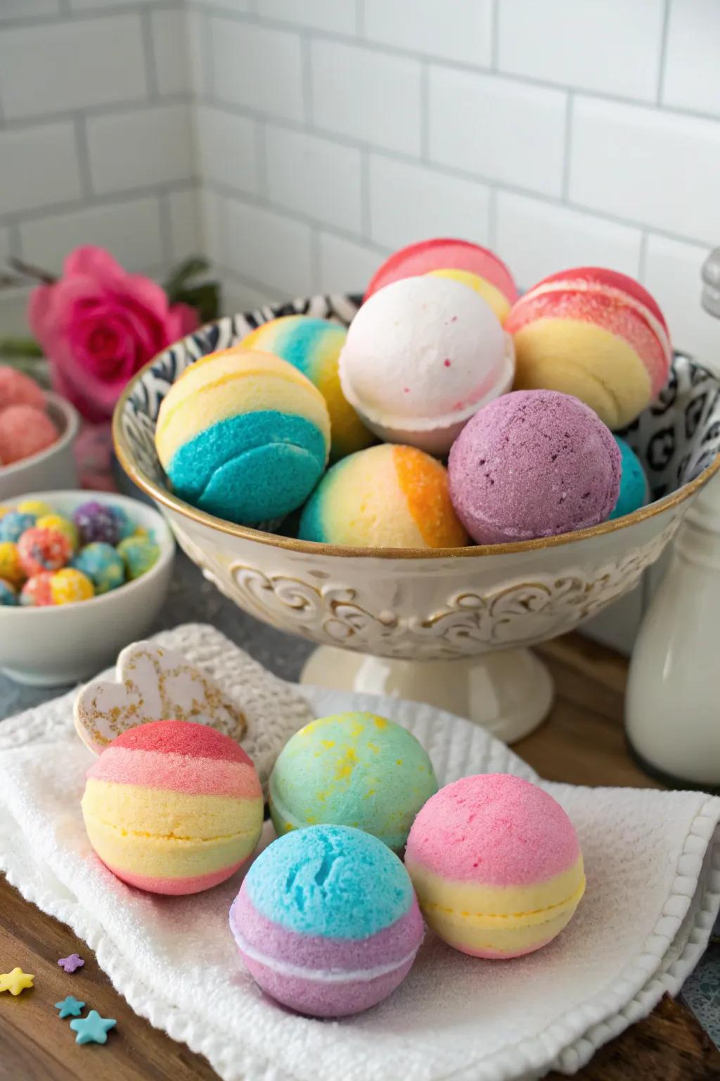 Relax and unwind with colorful DIY bath bombs.