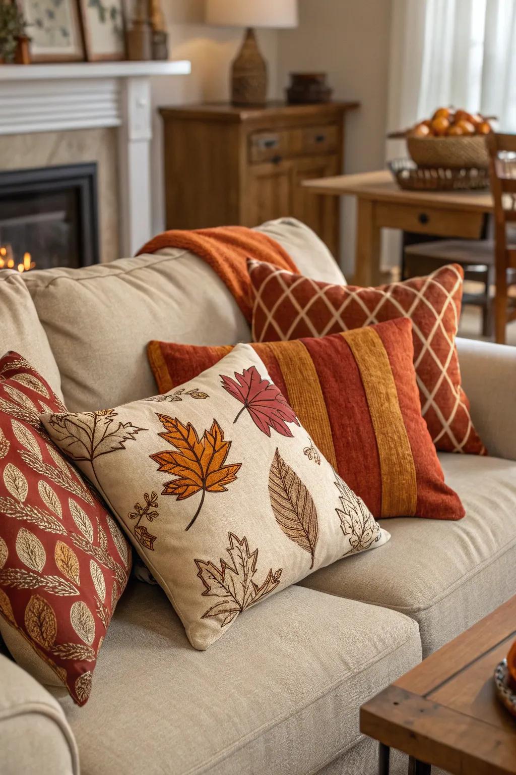 Switching throw pillow covers is an easy way to refresh your fall decor.