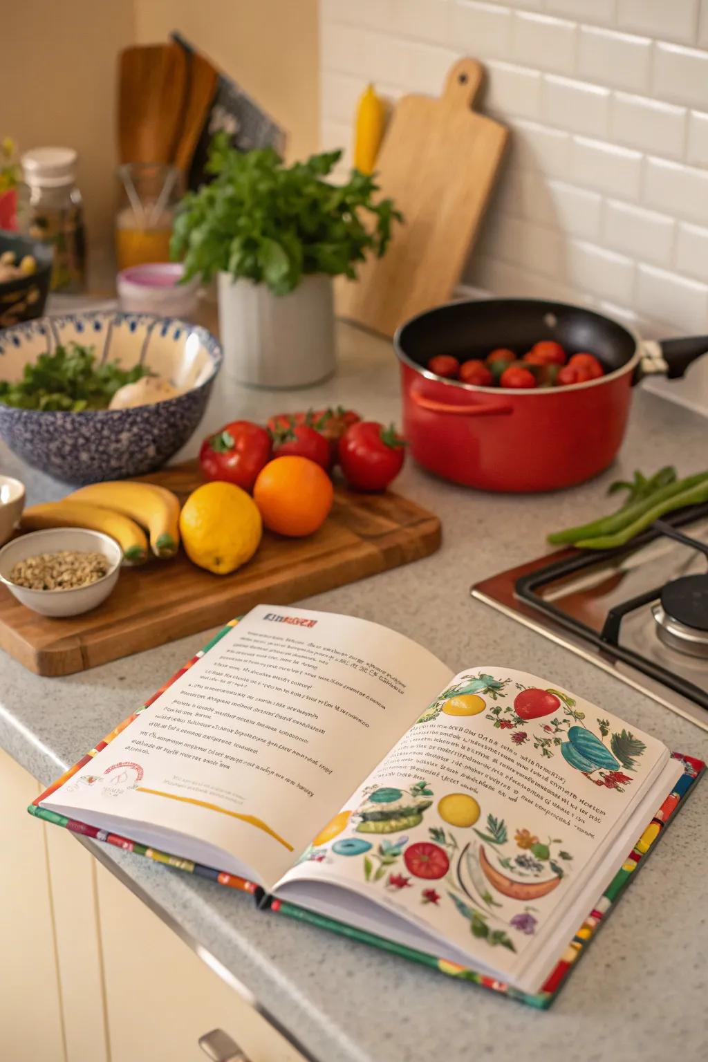 Encourage culinary adventures with a beginner's cookbook.