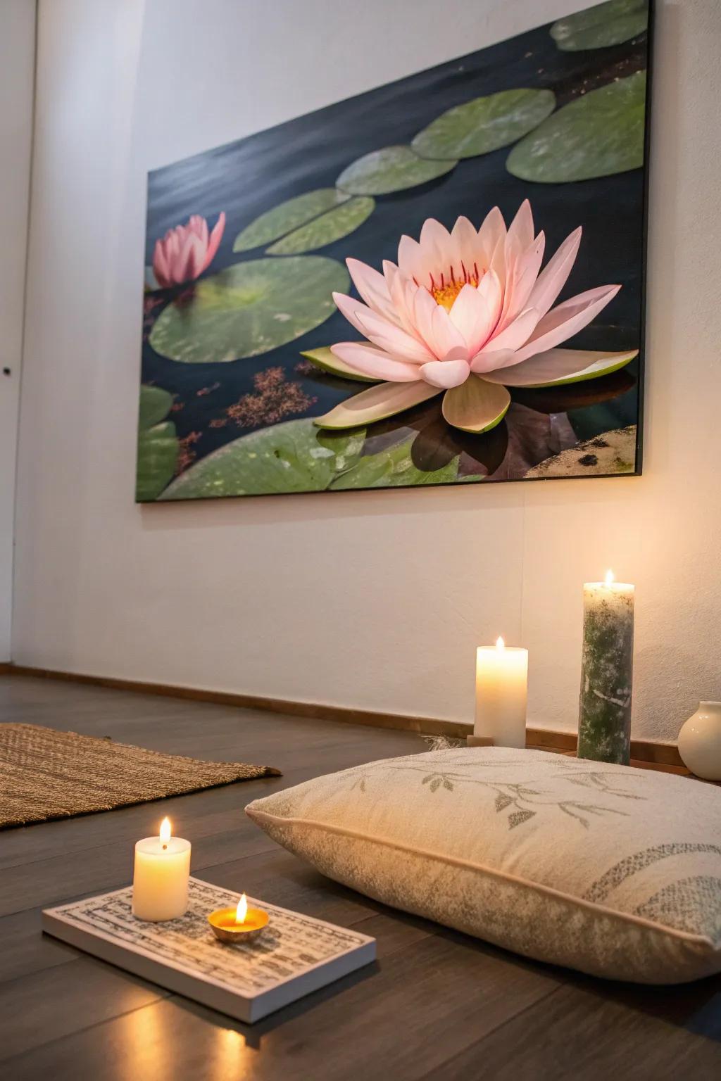 Bring peace to your home with lotus flower art.