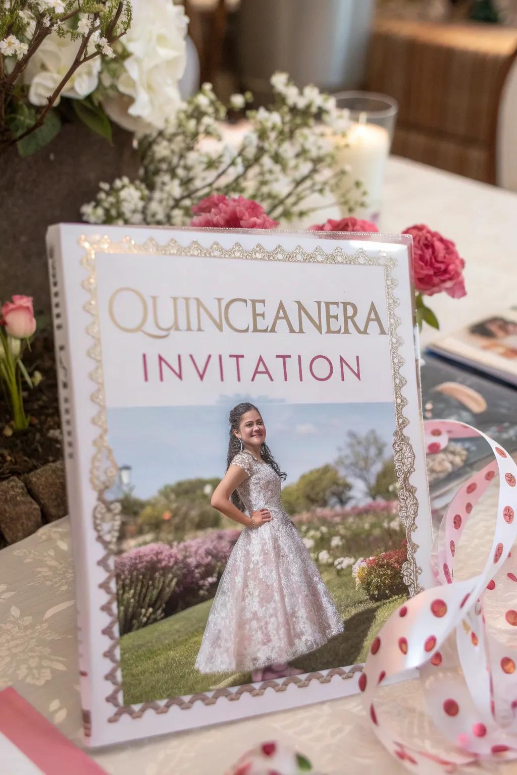 A personalized quinceañera invitation with a cherished photo