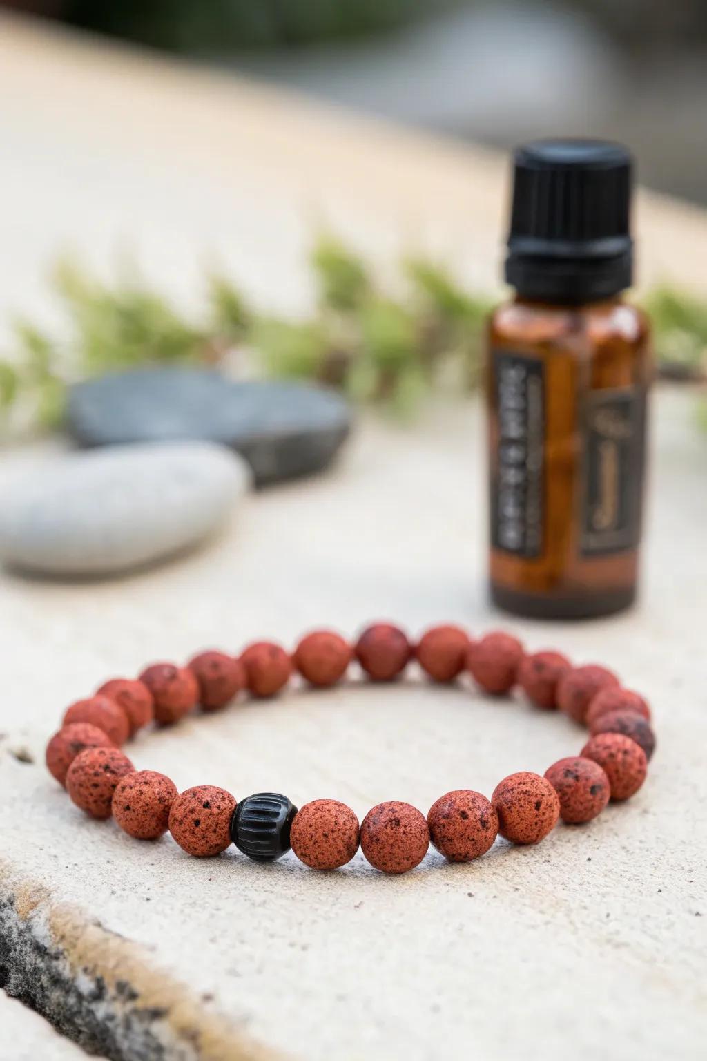 Lava rocks make for a portable essential oil diffuser.