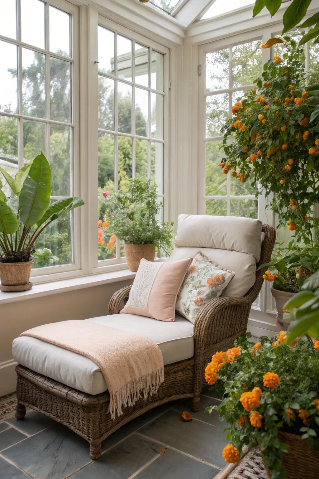 Relax and unwind in your orangery's dedicated relaxation zone.