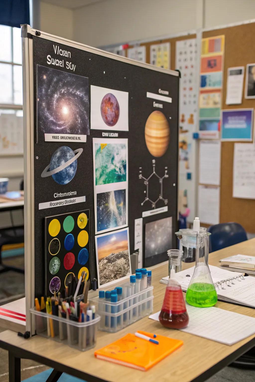 A vision board that fosters a child's love for science and exploration.