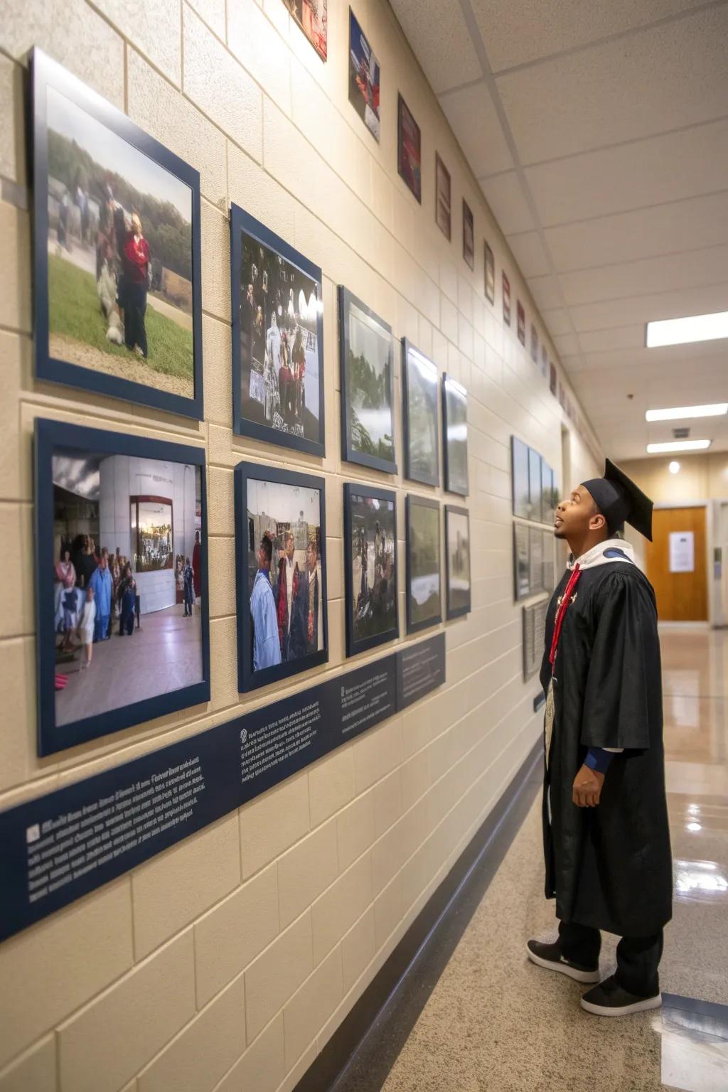 Celebrate achievements with a graduation milestone display.