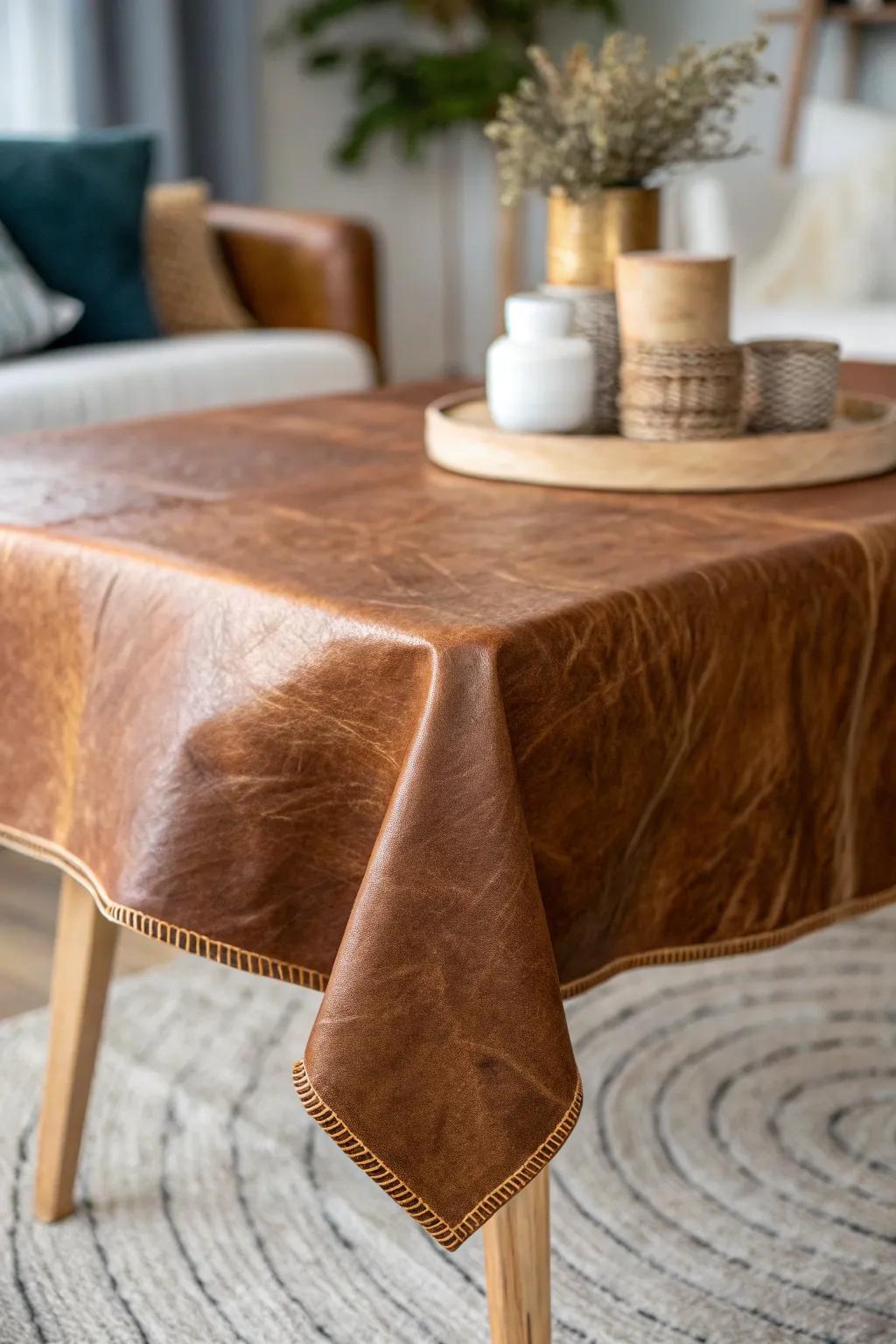 Elevate your space with the timeless elegance of a leather tabletop cover.