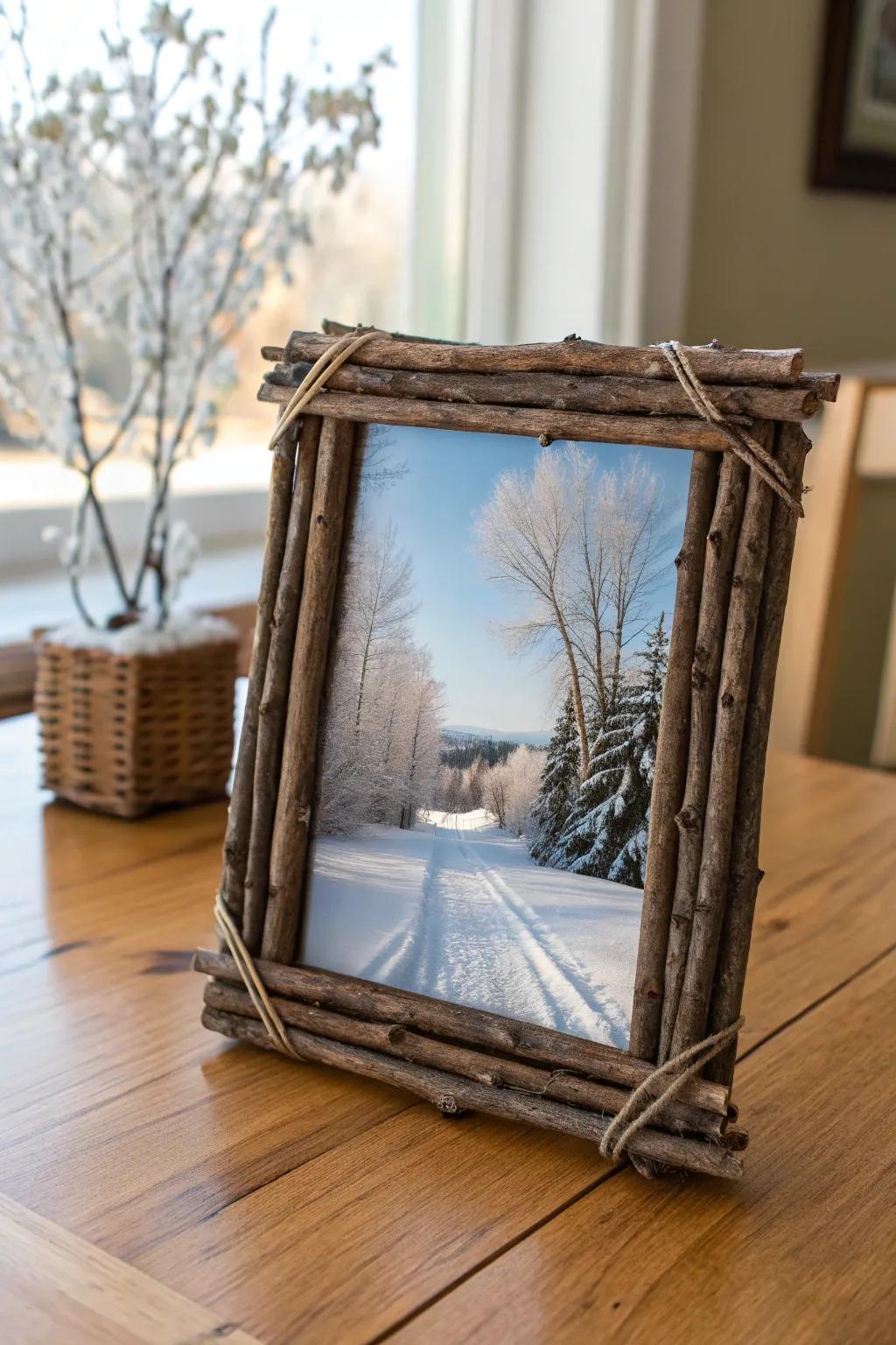 Add a natural touch to your photos with a rustic twig frame.