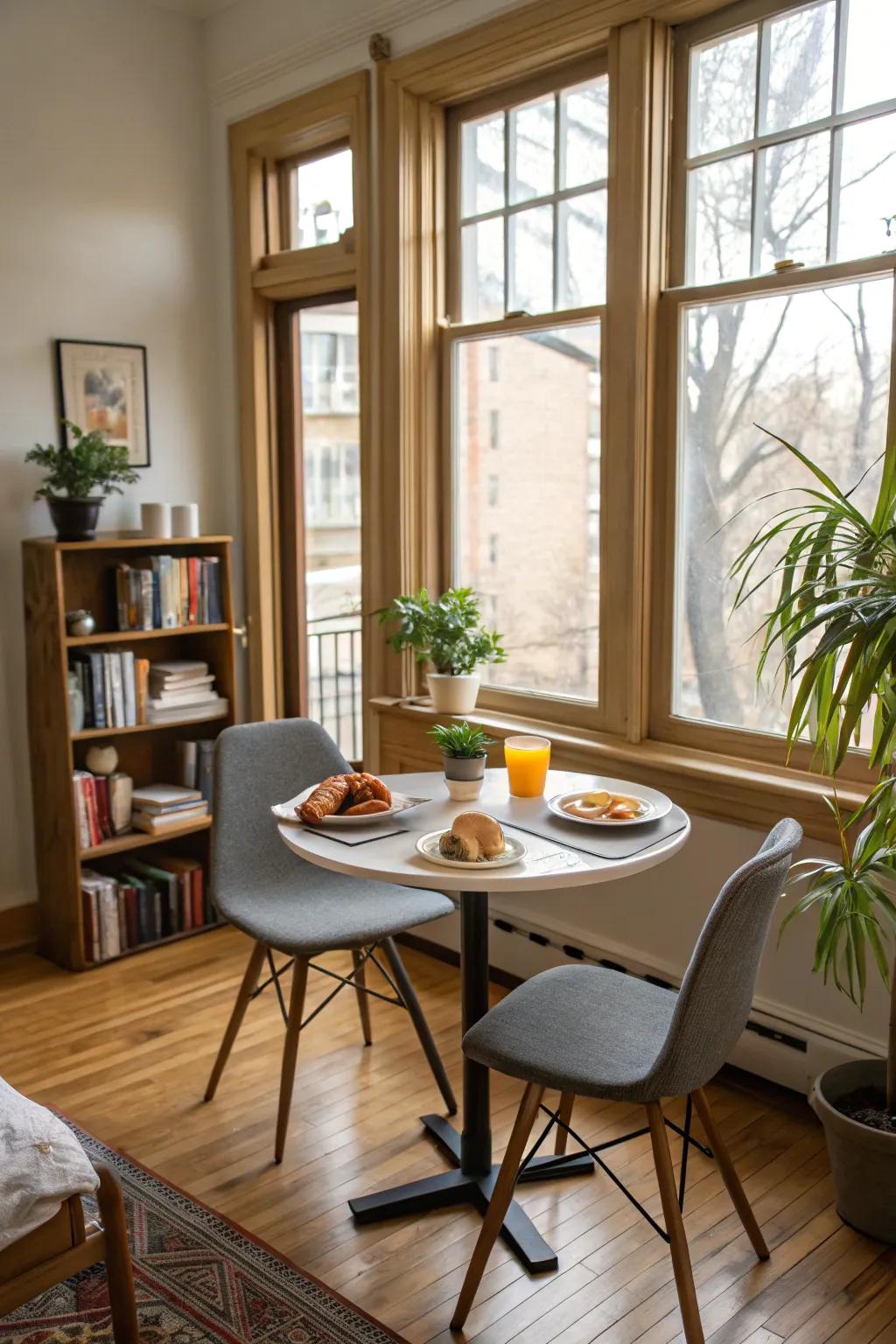 A breakfast nook adds charm and functionality to the keeping room.