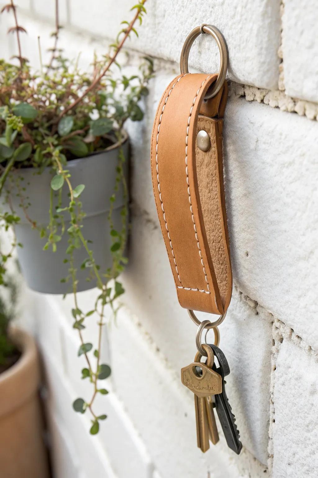 Elevate your entryway with this chic leather strap key holder – where simplicity meets sophistication.