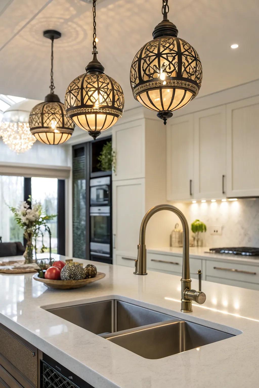 Statement fixtures that serve as focal points in your kitchen.