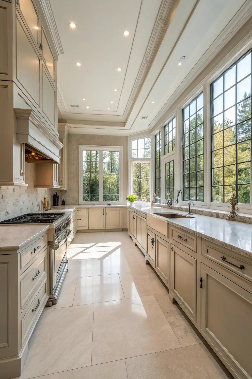 Neutral tones create a timeless and versatile kitchen space.