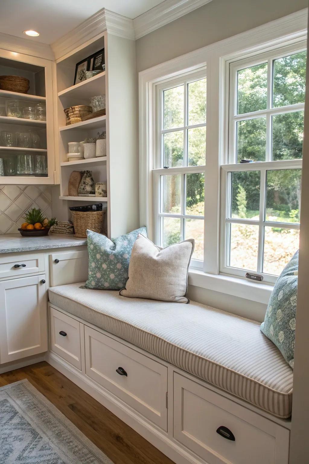 An empty corner transformed into a charming window seat.