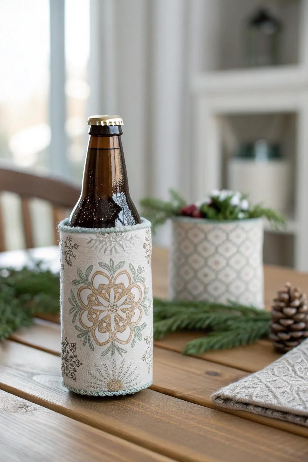 Add a touch of festive cheer with handcrafted holiday koozies.