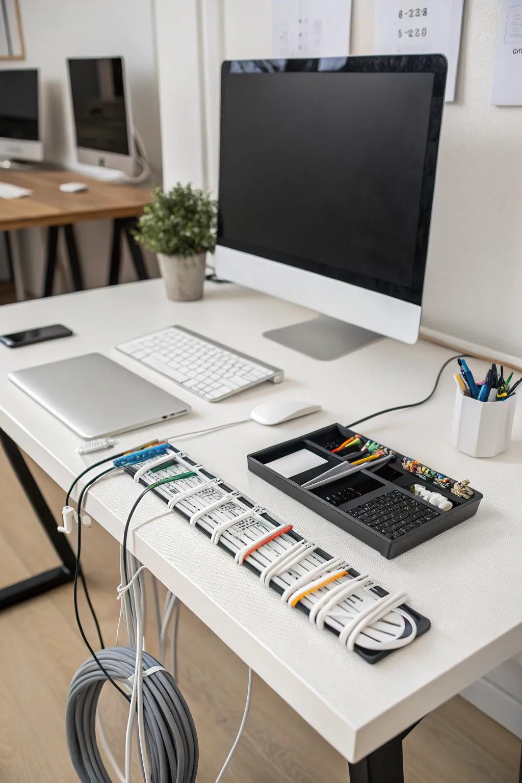 Effective cable management keeps your workspace neat and orderly.