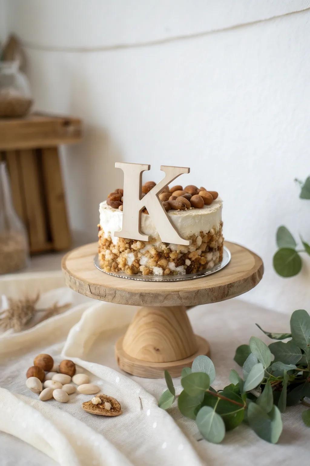 Experience the Nutty Delight: A Letter K Cake with a Crunchy Twist.