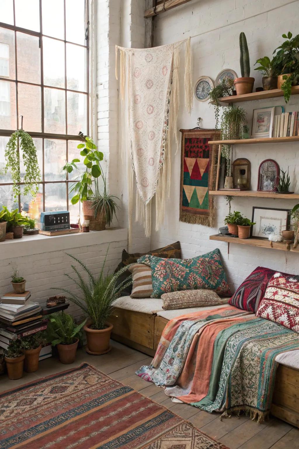 Introduce bohemian elements for a relaxed vibe in your loft.