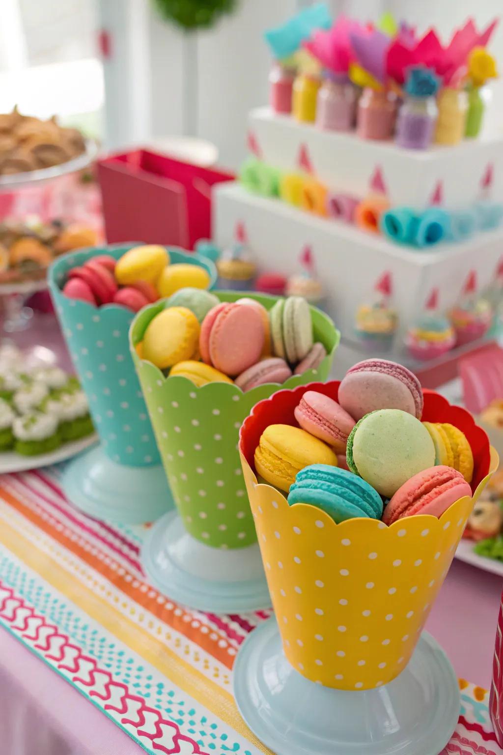 Bright and functional stand-up pouches for macarons.