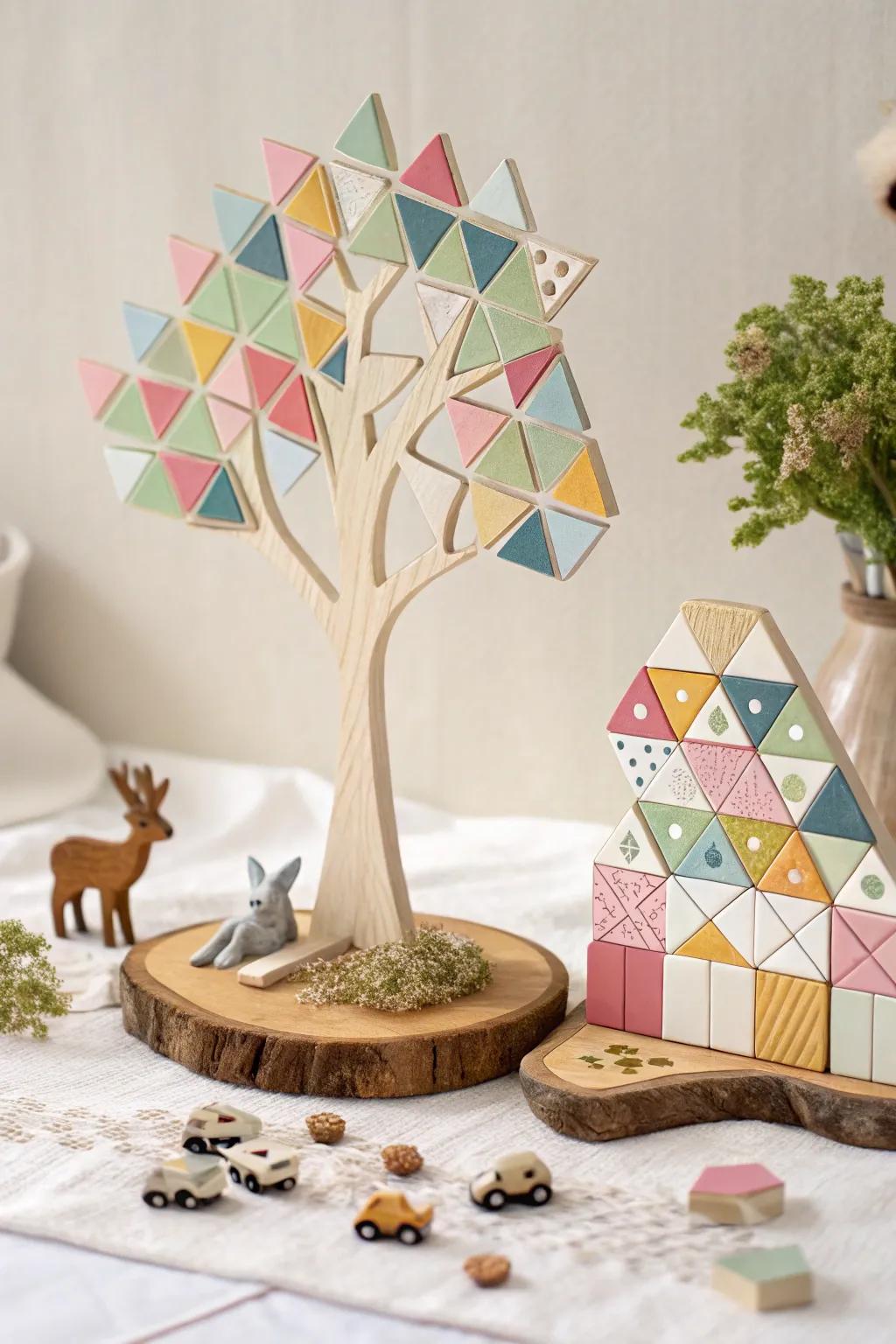 Step into a storybook world with this enchanting magnetic tile forest scene. Let your imagination wander through its minimalist beauty.