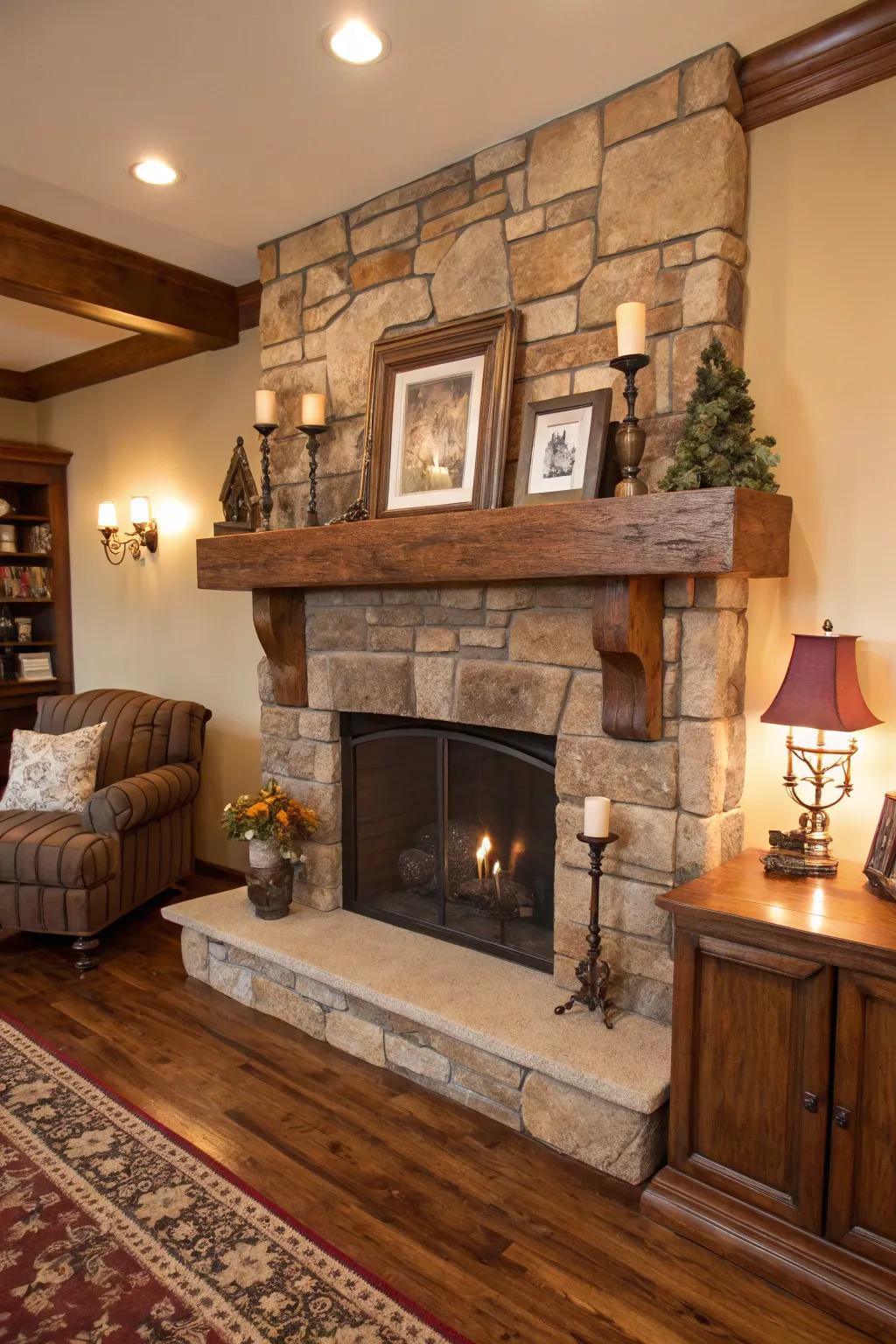 Bring rustic charm to your mantel with natural elements.